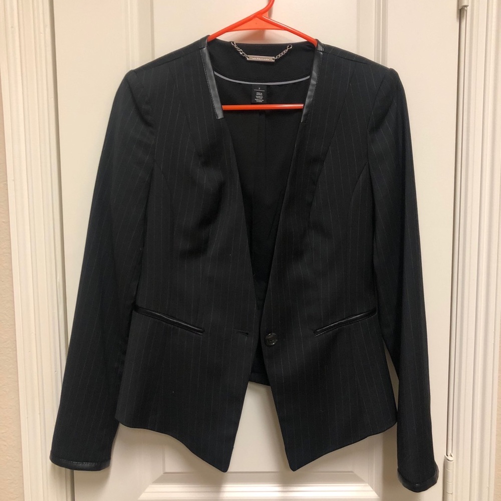 White House Black Market Pinstripe/Leather Jacket